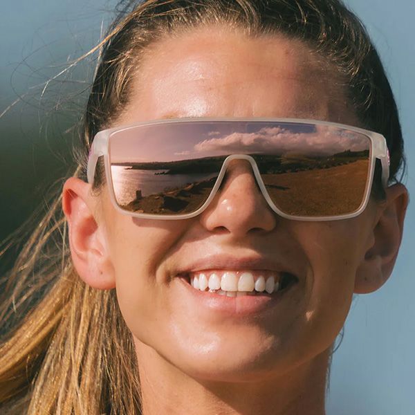 Hashtag DDD 3Dプリントクリアピンクフレームサングラス Trippy Pink Rectangle Sport Sunglasses ピンクの長方形の